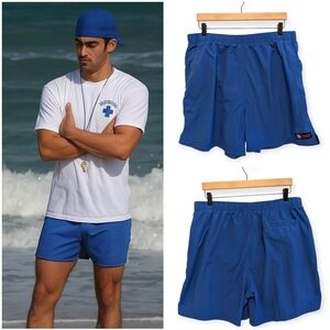 LIFEGUARD Vintage Blue Swim Trunks Nylon Lined XL 6"